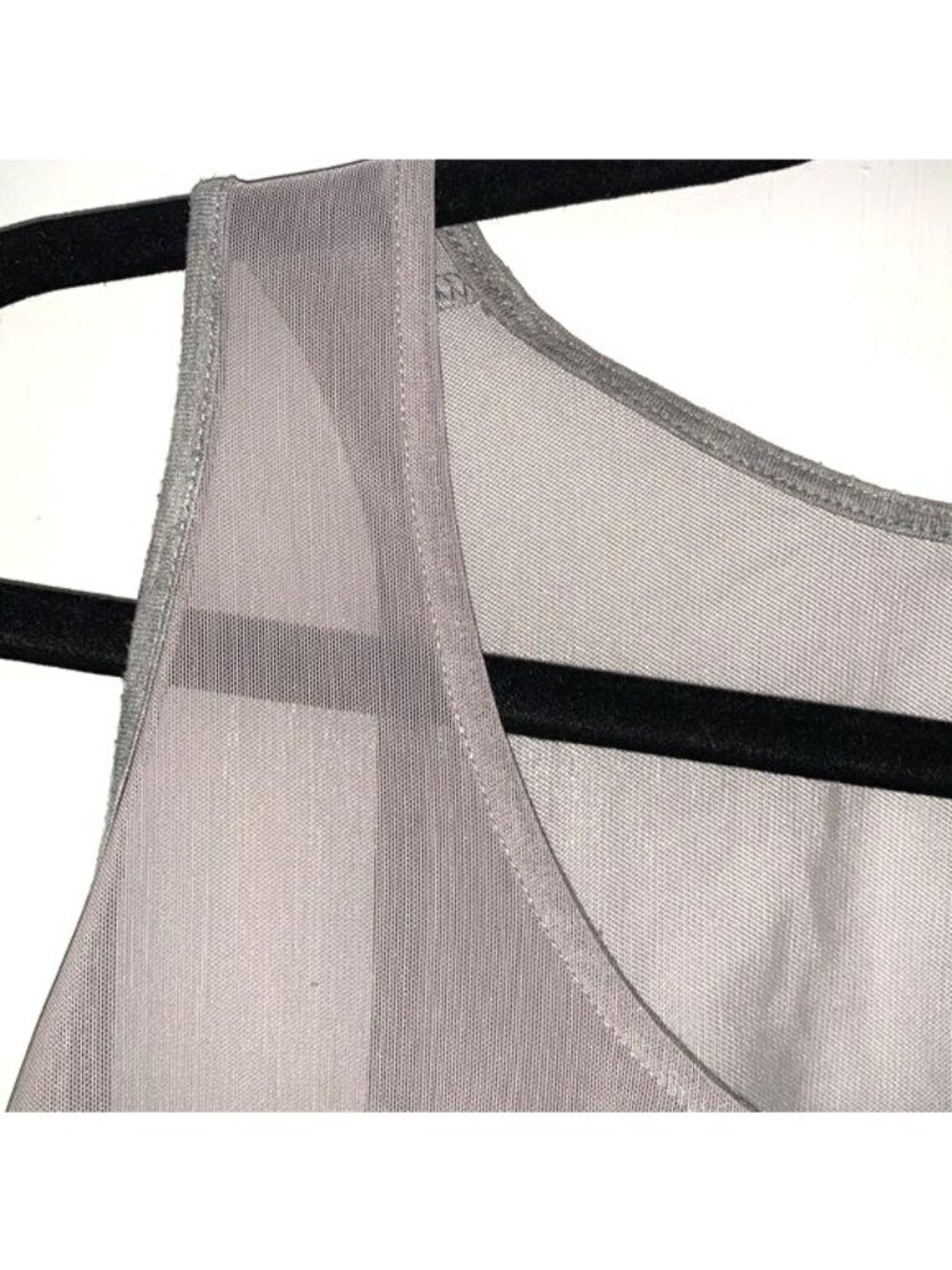 Gray Mesh Back Heathered Tank Top Lightweight Breathable Yoga Activewear Womens - Picture 6 of 9